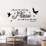 PVC Wall Stickers, for Wall Decoration, Word As For Me And My House We Will Serve The Lord, Pigeon Pattern, 340x600mm
