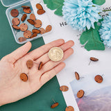 30Pcs 3 Style Coconut Wood Stud Earring Findings, with Alloy Earring Pin and Hole, Teardrop & Flat Round & Oval, with 60Pcs  Plastic Ear Nuts, Brown, 15.5~16.5x10.5~15.5x2.5mm, Hole: 1.5mm, Pin: 0.6mm, 10Pcs/style