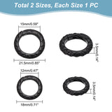2Pcs 2 Styles 304 Stainless Steel Spring Gate Rings, O Rings, Ion Plating (IP), Gunmetal, 7 Gauge, 18~21.5x3.5mm, Inner Diameter: 12~15mm, 1pc/style