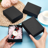 Cardboard Jewelry Boxes, Rectangle, for Anniversaries, Weddings, Birthdays, Black, 11.6x9.6x3.8cm, Unfold: 29.5~28.6x26.6~27.5x0.05cm, 2pcs/set