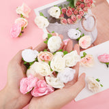 100Pcs 4 Colors Cloth Imitation Rose, Artificial Flower Heads, Festival & Party Supplies, Mixed Color, 36~38x35~35mm, Hole: 2mm, 25pcs/color