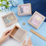 Kraft Paper Storage Gift Drawer Boxes, Translucent Plastic Cover Gift Packaging Case, Peru, 12.8x10.7x4.5cm