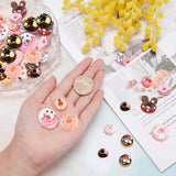 48 Pcs 12 Style Resin Cabochons, Donut & Donut with Word Love & Cat Donut & Donut with Bowknot, Mixed Color, 4pcs/style