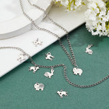40Pcs 4 Style Stainless Steel Pendants, Elephant & Easter Bunny & Cat & Dog, Stainless Steel Color, 10pcs/style