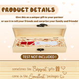 Rectangle Wooden Pregnancy Test Keepsake Box with Lock, Baby Annouced Engraved Case for Grandparents Dad Aunt and Uncle, Blanched Almond, Box, 20x5x3cm