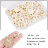 Alloy Charms, with Crystal Rhinestone, Texured, Flat Round with Evil Eye, Real 18K Gold Plated, 14.5x12x3mm, Hole: 1.5mm, 22pcs/box