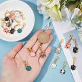 4 Sets 2 Style Alloy Enamel Tortoise Pendant Decorations, Lobster Clasp Charms, Clip-on Charms, for Keychain, Purse, Backpack Ornament, Mixed Color, 32~38mm, 2 sets/style