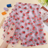 Strawberry Pattern Polyester Mesh Lace Fabric, for Kids Party Dress Decoration, Garment Making, Red, 165x0.02cm