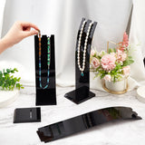 3Pcs 3 Sizes Opaque Acrylic Necklace Display Stands, Single Necklace Showing Holder, Black, Finish Product: 22~32.7x8X7cm, about 1 size/pc