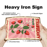 Vintage Metal Tin Sign, Iron Wall Decor for Bars, Restaurants, Cafe Pubs, Rectangle, Strawberry, 300x200x0.5mm