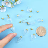 10Pcs Glass Perfume Bottle Pendants, with Golden Brass Findings, Openable Cone Shape, Clear, 25x14mm, Hole: 1.8mm