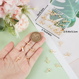 40Pcs Brass Charms, Cadmium Free & Lead Free, Cross Charm, Real 24K Gold Plated, 13x8x3mm, Hole: 1.5mm