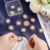 Alloy Shank Buttons, with Acrylic Imitation Pearl Beads, Flower, Golden, 25x12.5mm, Hole: 2mm, 12pcs/box