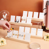 4Pcs Wooden Jewelry Display Card Stands, Earring Display Card Holder with 16Pcs Plastic Display Cards, BurlyWood, 20x3.3x6.3cm