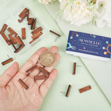 15 Pairs Walnut Wood Rectangle Stud Earring Findings, with 304 Stainless Steel Pin and 50Pcs Plastic Ear Nuts, Coconut Brown, 20x6.5mm, Hole: 1.6mm, Pin: 0.7mm