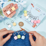 Opaque Resin Yarn Ball Charm Locking Stitch Markers, 304 Stainless Steel Clasp Stitch Marker, Mixed Color, 3.5cm, 12pcs/set