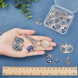 30Pcs 5 Styles Evil Eye Theme Alloy Enamel Pendants, Cadmium Free & Nickel Free & Lead Free, Mixed Shapes, Antique Silver, 16~33x12~39x4~7mm, Hole: 1.8~7mm, 5pcs/style