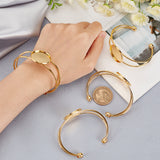 10Pcs Brass Cuff Bangle Making, Blank Bangle Base, with Flat Round Tray, Golden, Inner Diameter: 2-3/8 inch(6cm), Tray: 25mm