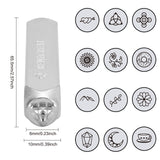 Iron Stamps Seal, for Imprinting Metal, Plastic, Wood, Leather, Platinum, Mixed Patterns, 65.5x10mm, Pattern: 6mm, 12pcs/box, 1 box