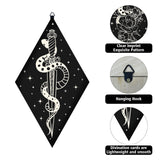 Custom Plywood Pendulum Board, Wall Hanging Ornament, for Witchcraft Wiccan Altar Supplies, Rhombus with Tarot Theme Patterns, Black, 300x170x6mm, 3 styles, 1pc/style, 3pcs/set