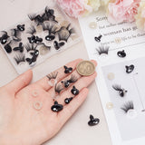 24 Set 4 Style Oval Plastic Craft Safety Screw Noses, with 24Pcs 2 Style Acrylic Doll Eyelashes, Doll Making Supplies, Black, 10~16.5x8~12mm