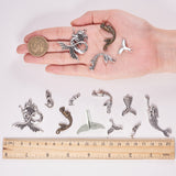 Tibetan Style Alloy Mermaid Pendants, Mixed Color, 74x72x17mm, 56pcs/box