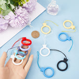 16Pcs 8 Colors Silicone Mobile Phone Finger Rings, Finger Crown Ring Short Hanging Lanyards, Mixed Color, 10.4~10.5cm, 2pcs/color