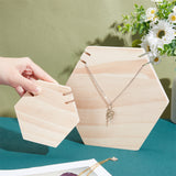 2Pcs 2 Styles Wooden Necklace Displays Stands, Fit for 2Pcs Necklace Showing Holder, Hexagon, Navajo White, 1.98x12.4~21x10.5~19.4cm, 1pc/style