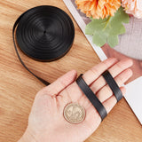 Flat Imitation Leather Cord, Garment Accessories, Black, 10x1mm, about 5.47 Yards(5m)/Bundle