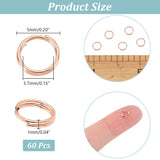 60Pcs 304 Stainless Steel Split Rings, Double Loops Jump Rings, Rose Gold, 5x1mm, Inner Diameter: 3.7mm, Single Wire: 0.5mm