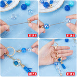 DIY Ocean Theme Beadable Keychain Making Kit, Including Mermaid & Shell Shape Alloy Pendant & Keychain, Acrylic & Resin Rhinestone Beads, Tassel Pendant, Blue, 72Pcs/bag