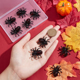 10Pcs Halloween Theme Glass Pendants, with Alloy Finding, Spider, Electrophoresis Black, 31.5x33.5x9mm, Hole: 5.5x4.5mm