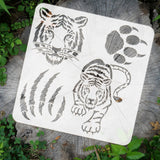 PET Hollow Out Drawing Painting Stencils, for DIY Scrapbook, Photo Album, Tiger, 30x30cm