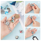 DIY Interchangeable Dome Office Lanyard ID Badge Holder Necklace Making Kit, Including Brass Jewelry Snap Buttons, Alloy Snap Keychain Making, 304 Stainless Steel Cable Chains Necklaces, Cat Pattern, 18.5x9mm, 12pcs/box