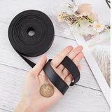 5M Flat Imitation Leather Cord, for Pillow Decor, Black, 20x2mm, about 5.47 Yards(5m)/Roll