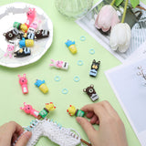 18Pcs Style Aniaml Cactus Silicone Knitting Needle Stopper, with 60Pcs Plastic Knitting Stitch Marker Rings, Mixed Color, Stoppers: 31~40x16~23x14~17mm, Hole: 7mm, Marker Ring: 11.5x1mm