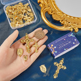 DIY Religion Theme Jewelry Making Findings Kit, Including Tibetan Style Alloy Chandelier Component Links & Pendants, Oval & Cross, Golden, 40Pcs/box