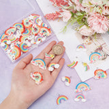 48Pcs 8 Styles Opaque Resin Pendants, Rainbow & Meteor Charm, with Platinum Tone Iron Loops, Mixed Color, 20~30.5x15.5~41x4~6mm, Hole: 2mm, 6pcs/style