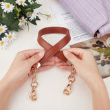 Imitation Leather Bag Handles, with Alloy Swivel Clasps, for Bag Straps Replacement Accessories, Chocolate, 62.5x1.9x0.45cm