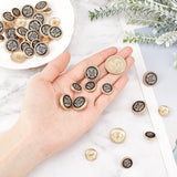 80Pcs 2 Style 1-Hole Alloy Buttons, Half Round with Crown & Badge, with Enamel, for Sewing Crafting, Matte Rose Gold Color, 40pcs/style