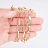 Aluminium Paperclip Chains, Flat Oval, Drawn Elongated Cable Chains, for DIY Jewelry Making, Unwelded, with Plastic Empty Spools, Light Gold, 15.5x8x1mm, 10m/set