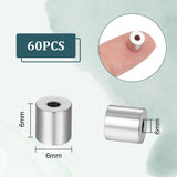 60Pcs 201 Stainless Steel Beads, Column, Stainless Steel Color, 6x6mm, Hole: 2mm