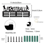 Sports Theme Iron Medal Hanger Holder Display Wall Rack, 3-Line, with Screws, Football, 128x290mm, Hole: 5mm