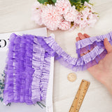 Satin Organza Pleated Ribbons, for Garment Sewing, Medium Purple, 1-5/8 inch(40mm)
