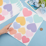PVC Plastic Sticker for Wall Decoration Accessories, Rectangle, Heart Pattern, 300x221x0.2mm, Heart: 58x70mm and 79x95mm
