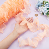 10M Pleated Organza Ribbons, Ruffled Lace Ribbon, for Clothing Accessories, Light Salmon, 3-1/8~3-1/2  inch(80~90mm), about 10.94 Yards(10m)/Bag