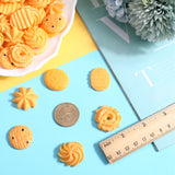 48Pcs 6 Styles Opaque Resin Imitation Cookies Cabochons, Sandy Brown, 25.5~29x21~26x5~10mm, 8pcs/style