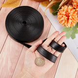 Flat PU Imitation Leather Cord, for Bag Decor, Black, 20x2~2.5mm