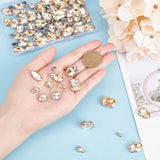Sew on Rhinestone, Glass Rhinestone, Multi-strand Links, with Stainless Steel Settings, Garments Accessories, Faceted, Mixed Shapes, Lt.Col.Topaz, 100pcs/box