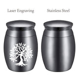 Alloy Cremation Urn Kit, with Disposable Flatware Spoons, Silver Polishing Cloth, Velvet Packing Pouches, Tree of Life Pattern, 40.5x30mm, 1pc